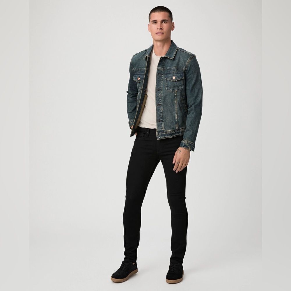 PAIGE Men's Transcend Croft Skinny Jeans in Black Shadow Size 36